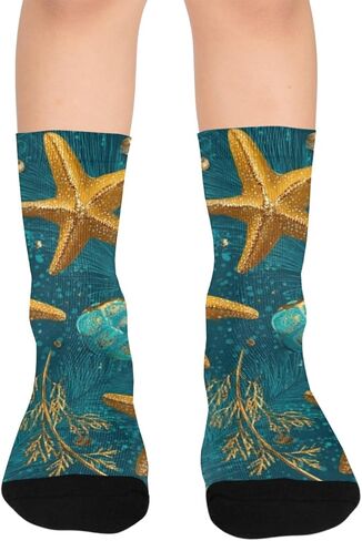 جوارب ذهبية للمشي لمسافات طويلة باللون البرتقالي والأخضر - جوارب شتوية حرارية سميكة دافئة للأولاد والبنات للمدرسة، والارتداء اليومي والأنشطة الخارجية in Kuwait