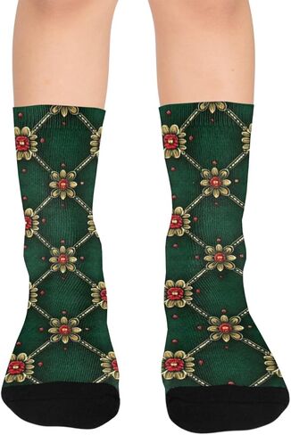 جوارب التنزه سيرًا على الأقدام بتصميم زهور زمردية - جوارب شتوية حرارية سميكة دافئة للأولاد والبنات الصغار للمدرسة، والارتداء اليومي والأنشطة الخارجية in Kuwait