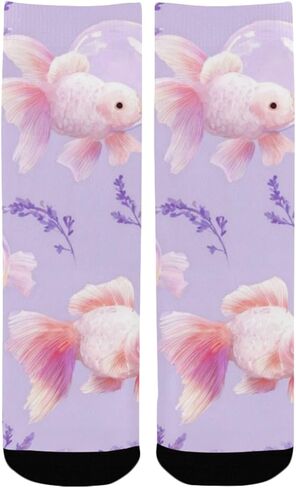 جوارب Art Goldfish الناعمة باللون الأرجواني للمشي لمسافات طويلة - جوارب شتوية سميكة دافئة للأولاد والبنات الصغار للمدرسة، والارتداء اليومي والأنشطة الخارجية in Kuwait