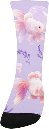 جوارب Art Goldfish الناعمة باللون الأرجواني للمشي لمسافات طويلة - جوارب شتوية سميكة دافئة للأولاد والبنات الصغار للمدرسة، والارتداء اليومي والأنشطة الخارجية in Kuwait