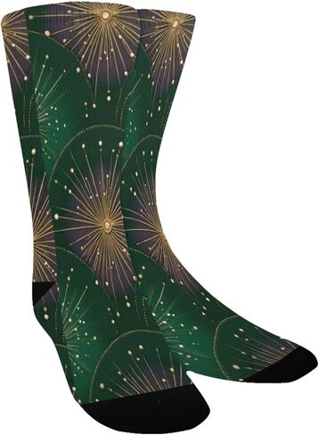 جوارب المشي لمسافات طويلة باللون الأخضر الاحتفالي من Retro Art - جوارب شتوية حرارية سميكة دافئة للأولاد والبنات للمدرسة، والارتداء اليومي والأنشطة الخارجية in Kuwait