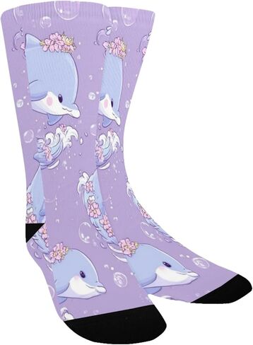 جوارب صيفية للمشي لمسافات طويلة بطبعة دولفين باستيل - جوارب شتوية حرارية سميكة دافئة للأولاد والبنات للمدرسة، والارتداء اليومي والأنشطة الخارجية in Kuwait