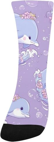 جوارب صيفية للمشي لمسافات طويلة بطبعة دولفين باستيل - جوارب شتوية حرارية سميكة دافئة للأولاد والبنات للمدرسة، والارتداء اليومي والأنشطة الخارجية in Kuwait
