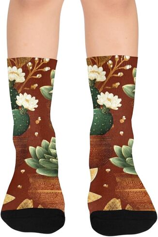 جوارب المشي لمسافات طويلة في حديقة صبار الصحراء الرجعية - جوارب شتوية حرارية سميكة دافئة للأولاد والبنات الصغار للمدرسة، والارتداء اليومي والأنشطة الخارجية in Kuwait