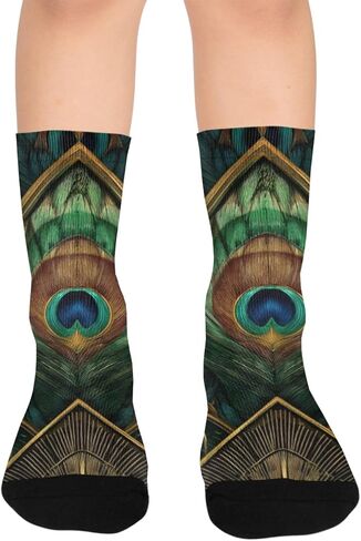 جوارب المشي لمسافات طويلة بلون أزرق مخضر على شكل زهرة اللوتس - جوارب شتوية حرارية سميكة دافئة للأولاد والبنات للمدرسة، والارتداء اليومي والأنشطة الخارجية in Kuwait