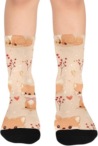 جوارب Art Cute Little Fox للمشي لمسافات طويلة - جوارب شتوية حرارية سميكة دافئة للأطفال الصغار للأولاد والبنات للمدرسة، والارتداء اليومي والأنشطة الخارجية in Kuwait