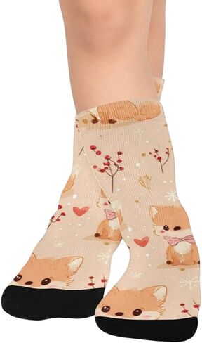جوارب Art Cute Little Fox للمشي لمسافات طويلة - جوارب شتوية حرارية سميكة دافئة للأطفال الصغار للأولاد والبنات للمدرسة، والارتداء اليومي والأنشطة الخارجية in Kuwait
