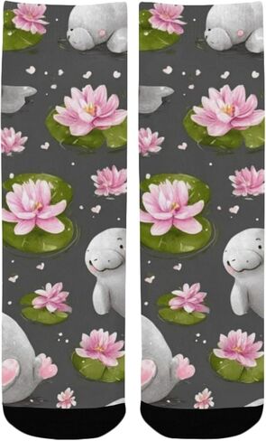 جوارب Lily Pad Manatees للمشي لمسافات طويلة - جوارب شتوية حرارية سميكة دافئة للأولاد والبنات للمدرسة، والارتداء اليومي والأنشطة الخارجية in Kuwait