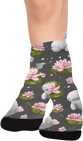 جوارب Lily Pad Manatees للمشي لمسافات طويلة - جوارب شتوية حرارية سميكة دافئة للأولاد والبنات للمدرسة، والارتداء اليومي والأنشطة الخارجية in Kuwait