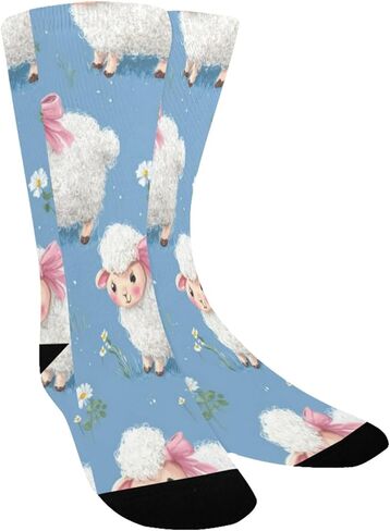جوارب زرقاء للمشي لمسافات طويلة بطبعة خروف باستيل - جوارب شتوية حرارية سميكة دافئة للأولاد والبنات للمدرسة، والارتداء اليومي والأنشطة الخارجية in Kuwait