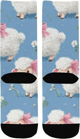 جوارب زرقاء للمشي لمسافات طويلة بطبعة خروف باستيل - جوارب شتوية حرارية سميكة دافئة للأولاد والبنات للمدرسة، والارتداء اليومي والأنشطة الخارجية in Kuwait