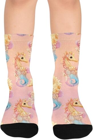 جوارب فرس البحر الوردية للمشي لمسافات طويلة - جوارب شتوية حرارية سميكة دافئة للأولاد والبنات للمدرسة، والارتداء اليومي والأنشطة الخارجية in Kuwait