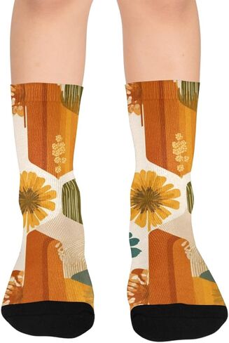 جوارب المشي لمسافات طويلة بتصميم هندسي زهري - جوارب شتوية حرارية سميكة دافئة للأطفال الصغار للأولاد والبنات للمدرسة، والارتداء اليومي والأنشطة الخارجية in Kuwait