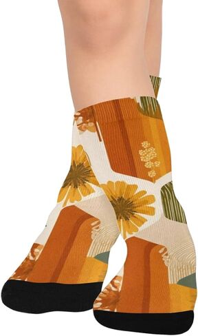 جوارب المشي لمسافات طويلة بتصميم هندسي زهري - جوارب شتوية حرارية سميكة دافئة للأطفال الصغار للأولاد والبنات للمدرسة، والارتداء اليومي والأنشطة الخارجية in Kuwait