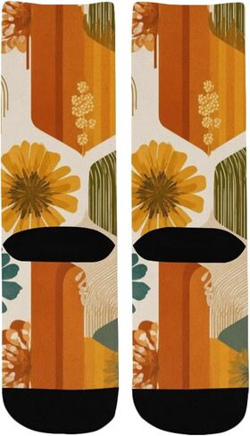 جوارب المشي لمسافات طويلة بتصميم هندسي زهري - جوارب شتوية حرارية سميكة دافئة للأطفال الصغار للأولاد والبنات للمدرسة، والارتداء اليومي والأنشطة الخارجية in Kuwait