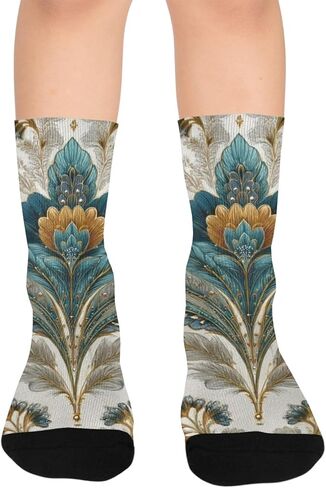 جوارب المشي لمسافات طويلة مصممة على شكل زهرة زرقاء - جوارب شتوية حرارية سميكة دافئة للأطفال الصغار للأولاد والبنات للمدرسة، والارتداء اليومي والأنشطة الخارجية in Kuwait