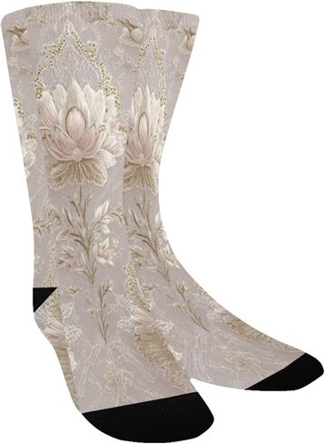 جوارب بيج للتنزه سيرًا على الأقدام من الدانتيل بطبعة زهور - جوارب شتوية حرارية سميكة دافئة للأطفال الصغار للأولاد والبنات للمدرسة، والارتداء اليومي والأنشطة الخارجية in Kuwait