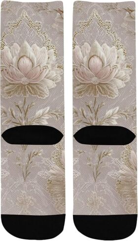 جوارب بيج للتنزه سيرًا على الأقدام من الدانتيل بطبعة زهور - جوارب شتوية حرارية سميكة دافئة للأطفال الصغار للأولاد والبنات للمدرسة، والارتداء اليومي والأنشطة الخارجية in Kuwait