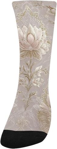 جوارب بيج للتنزه سيرًا على الأقدام من الدانتيل بطبعة زهور - جوارب شتوية حرارية سميكة دافئة للأطفال الصغار للأولاد والبنات للمدرسة، والارتداء اليومي والأنشطة الخارجية in Kuwait