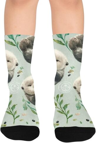 جوارب لطيفة للتنزه سيرًا على الأقدام باللون الأخضر الناعم من Otter - جوارب شتوية حرارية سميكة دافئة للأولاد والبنات للمدرسة، والارتداء اليومي والأنشطة الخارجية in Kuwait