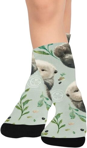 جوارب لطيفة للتنزه سيرًا على الأقدام باللون الأخضر الناعم من Otter - جوارب شتوية حرارية سميكة دافئة للأولاد والبنات للمدرسة، والارتداء اليومي والأنشطة الخارجية in Kuwait