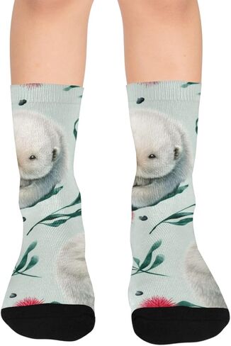 جوارب المشي لمسافات طويلة باللون الرمادي Otter Sleepy Green - جوارب شتوية حرارية سميكة دافئة للأولاد والبنات للمدرسة، والارتداء اليومي والأنشطة الخارجية in Kuwait