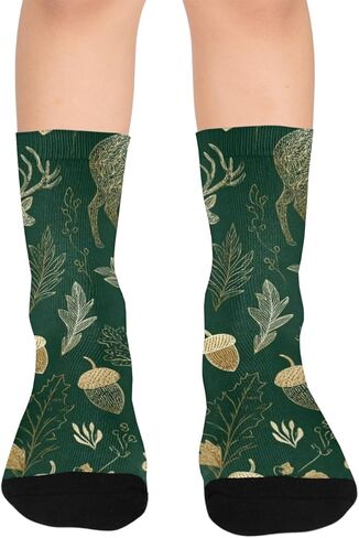 جوارب للتنزه سيرًا على الأقدام مطبوعة باللون البني من Forest Deers - جوارب شتوية حرارية سميكة دافئة للأولاد والبنات الصغار للمدرسة، والارتداء اليومي والأنشطة الخارجية in Kuwait