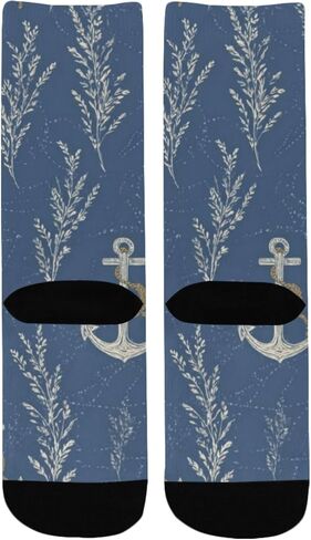 جوارب زرقاء للمشي لمسافات طويلة بطباعة مرساة بحرية - جوارب شتوية حرارية سميكة دافئة للأولاد والبنات الصغار للمدرسة، والارتداء اليومي والأنشطة الخارجية in Kuwait