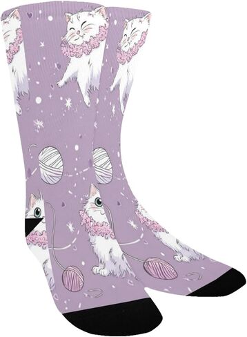 جوارب كارتون كاتس أرجوانية للمشي لمسافات طويلة - جوارب شتوية حرارية سميكة دافئة للأولاد والبنات للمدرسة، والارتداء اليومي والأنشطة الخارجية in Kuwait