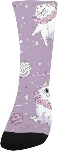 جوارب كارتون كاتس أرجوانية للمشي لمسافات طويلة - جوارب شتوية حرارية سميكة دافئة للأولاد والبنات للمدرسة، والارتداء اليومي والأنشطة الخارجية in Kuwait