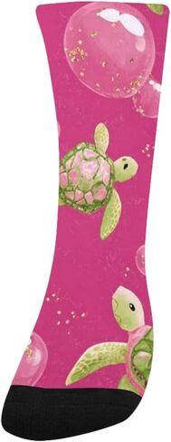 جوارب للمشي لمسافات طويلة باللون الأخضر على شكل سلاحف البحر الوردية - جوارب شتوية حرارية سميكة دافئة للأولاد والبنات للمدرسة، والارتداء اليومي والأنشطة الخارجية in Kuwait