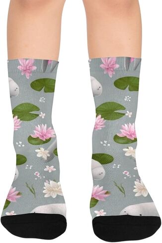 خروف البحر واللوتس الرمادي - جوارب المشي لمسافات طويلة - جوارب شتوية دافئة سميكة للأولاد والبنات للمدرسة، والارتداء اليومي والأنشطة الخارجية in Kuwait