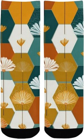 جوارب المشي لمسافات طويلة الفنية النباتية الرجعية - جوارب شتوية حرارية سميكة دافئة للأولاد والبنات الصغار للمدرسة، والارتداء اليومي والأنشطة الخارجية in Kuwait