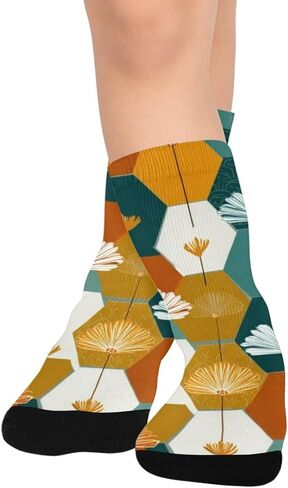 جوارب المشي لمسافات طويلة الفنية النباتية الرجعية - جوارب شتوية حرارية سميكة دافئة للأولاد والبنات الصغار للمدرسة، والارتداء اليومي والأنشطة الخارجية in Kuwait