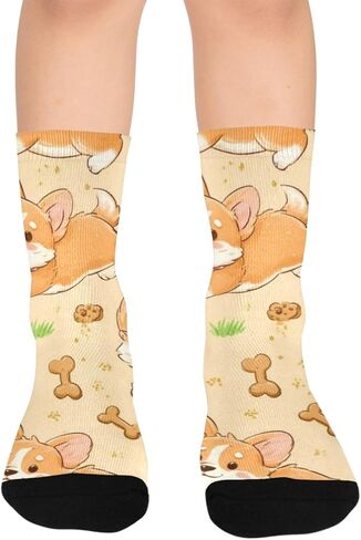 جوارب المشي لمسافات طويلة بطبعة كورجي المرحة - جوارب شتوية حرارية سميكة دافئة للأطفال الصغار للأولاد والبنات للمدرسة، والارتداء اليومي والأنشطة الخارجية in Kuwait