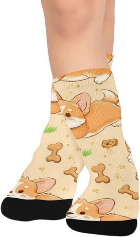 جوارب المشي لمسافات طويلة بطبعة كورجي المرحة - جوارب شتوية حرارية سميكة دافئة للأطفال الصغار للأولاد والبنات للمدرسة، والارتداء اليومي والأنشطة الخارجية in Kuwait