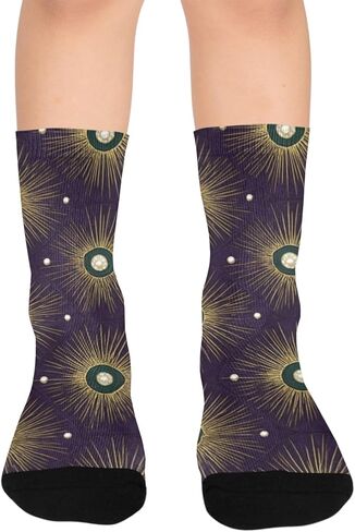 جوارب المشي لمسافات طويلة باللون الأرجواني الاحتفالي من Retro Art - جوارب شتوية حرارية سميكة دافئة للأولاد والبنات للمدرسة، والارتداء اليومي والأنشطة الخارجية in Kuwait