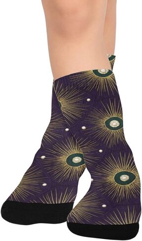 جوارب المشي لمسافات طويلة باللون الأرجواني الاحتفالي من Retro Art - جوارب شتوية حرارية سميكة دافئة للأولاد والبنات للمدرسة، والارتداء اليومي والأنشطة الخارجية in Kuwait