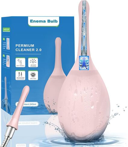 Anal Douche for Men & Women - 245ml Anti Back-Flow Enema Kit with 7-Hole Nozzle Fits Shower Hose (Black) in Saudi Arabia
