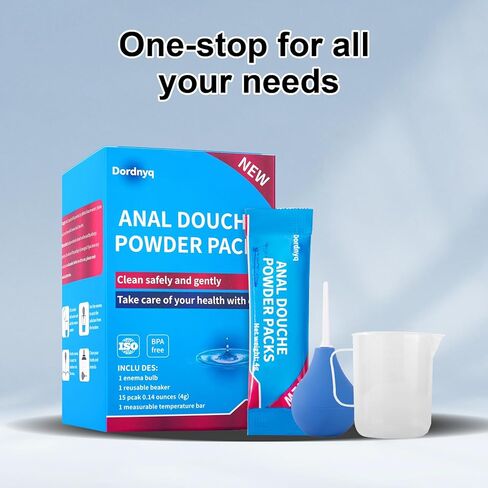 Anal Douche Powder Anal Cleaner Shower Enema nal Cleaner pH Balanced Includes rinsing Beaker and 12 Packs of Anal Douche Powder in Saudi Arabia