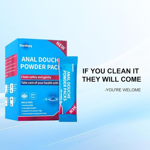 Anal Douche Powder Anal Cleaner Shower Enema nal Cleaner pH Balanced Includes rinsing Beaker and 12 Packs of Anal Douche Powder in Saudi Arabia