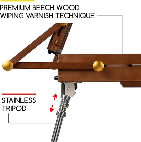 Meeden Pro Watercolor Pochade Box: Plein Air Easel للطلاء على Go - Beech Wood Art Supplies Box مع ترايبود الفولاذ المقاوم للصدأ للفنانين المحترفين in Kuwait