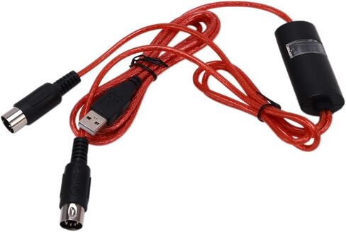 5-Pin Midi to USB in-Out Adapter Converter for iOS Laptop to Music Piano Keyboard red 210595 in Saudi Arabia