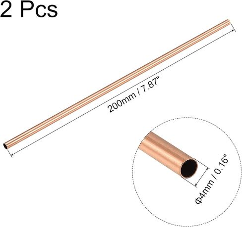 Copper Round Tube 4mm OD 0.25mm Wall Thickness 200mm Length Pipe Tubing 2 Pcs in Saudi Arabia