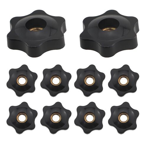 10PCS M8 Black Star Handle Nuts Plastic Star Shaped Handle Threaded Inserts Compatible with DIY Fixtures for Lawnmower Knobs Mechanical Locking Clamping Kits in Saudi Arabia