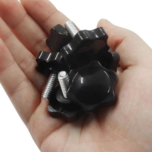 10Pcs 1/4"-20 Star Hand Knobs, Black Plastic Clamping Knob Handle with Threaded Post Hex Shaped Grip for Furniture, Fixtures & Umbrella Base(1/4"-20 * 16) in Saudi Arabia