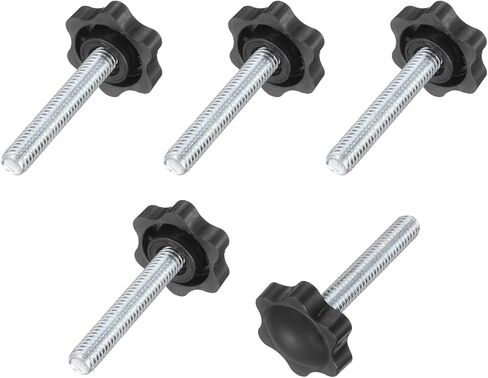 uxcell 5Pcs 5/16"-18 Star Knobs, 1.8" Threaded Stud Plastic Male Clamping Knob Screw Hand Tightening Replacement Knob for Industrial Furniture Tools Jigs Clamps, Black in Saudi Arabia