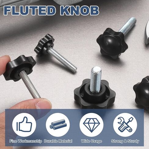 uxcell 5Pcs 5/16"-18 Star Knobs, 1.8" Threaded Stud Plastic Male Clamping Knob Screw Hand Tightening Replacement Knob for Industrial Furniture Tools Jigs Clamps, Black in Saudi Arabia
