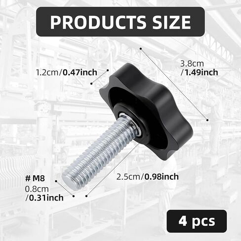 4 قطع مقابض نجمة خيط M8 × 25 مم، براغي بديلة لحامل شجرة عيد الميلاد، قاعدة المظلة، المظلة، مقبض لولبي لشد اليد بمظلة الفناء in Kuwait