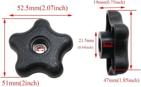 6 قطع من مقابض T-Track بخمس نجوم من خلال المقابض 5/16 بوصة - 18 مقابض من خلال الفتحات ومقبض ملولب للنجوم لتركيبات ثابتة الطول لسرير قاطرة آلة الحفر (5/16 بوصة) in Saudi Arabia
